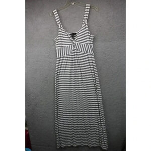 Spense Gray and White Striped Maxi Sleeveless Dress-Size Large